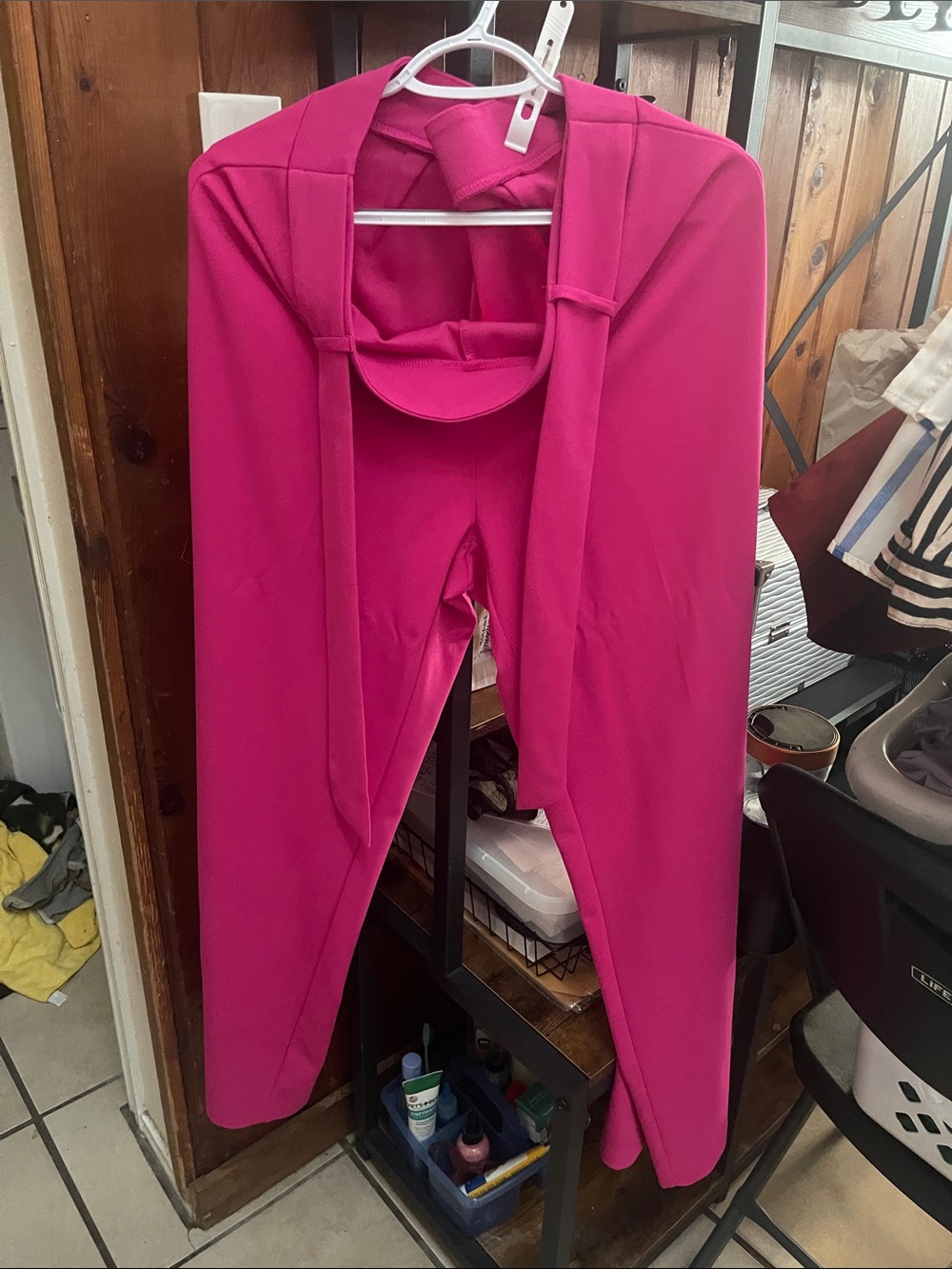 Straight Leg Women's Jumpsuit Pants in Bright Pink